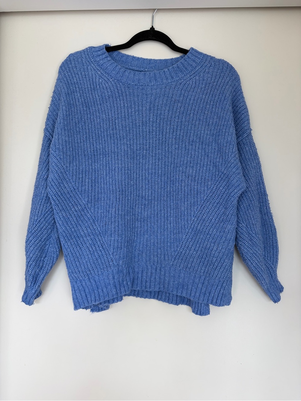 American Eagle Outfitters Chambray Blue Ribbed Crewneck Sweater